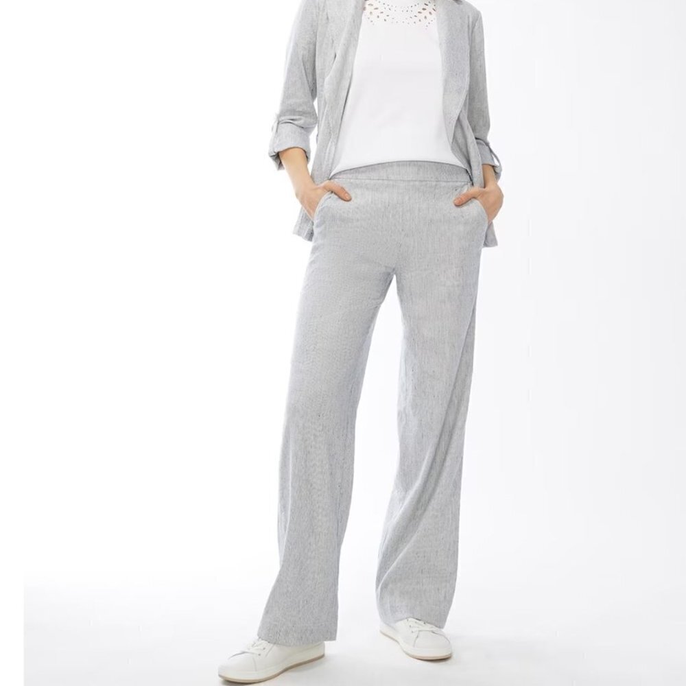 Chico's Linen-Blend Stretch Amelia Stripe Pants - sz 16